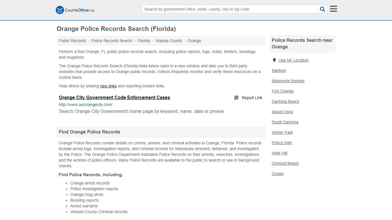 Orange Police Records Search (Florida) - County Office