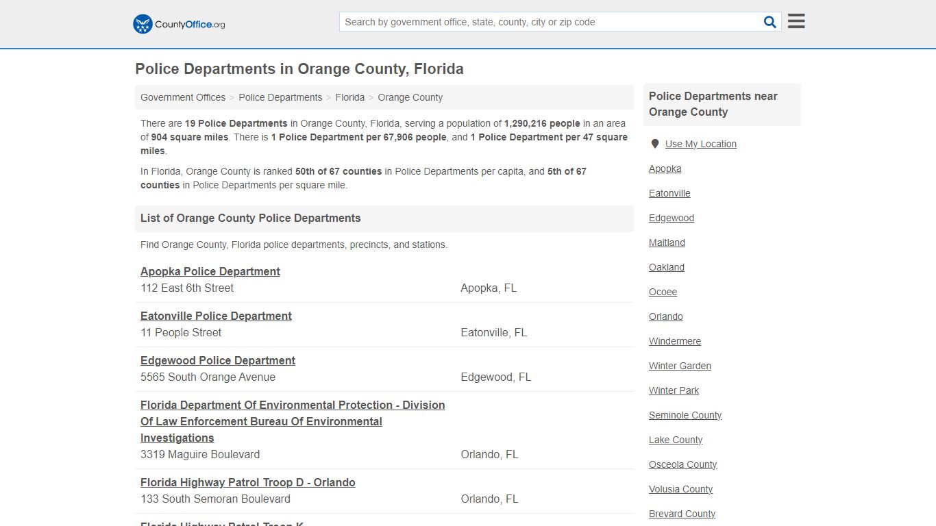 Police Departments - Orange County, FL (Arrest Records & Police Logs)